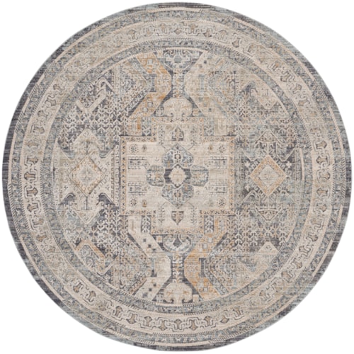7'10"  Ivory Charcoal Round Rug