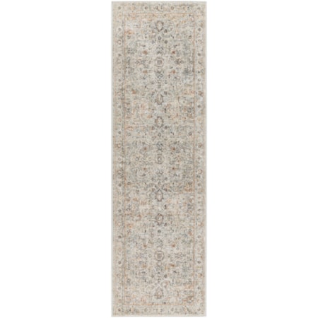 2'3" x 7'6" Light Grey Vintage Rug