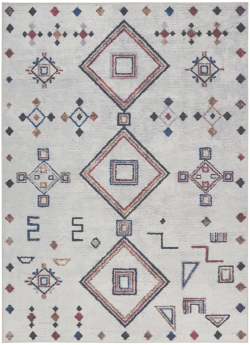 7'10" X 9'10" Ivory/Multi Rectangle Rug