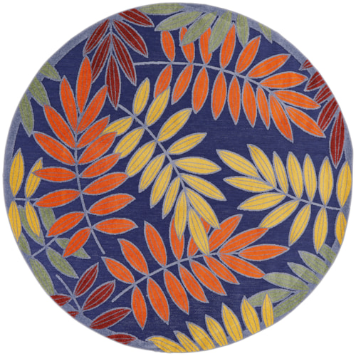 5'3" Navy Multicolor Round Rug