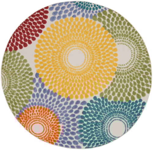 7'10" Multicolor Round Rug