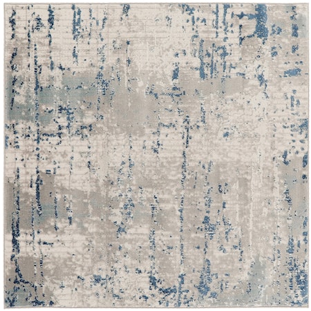 4' x Square Ivory Grey Blue Modern Rug