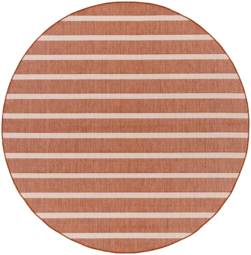 8' Round Terracotta Ivory Round Rug