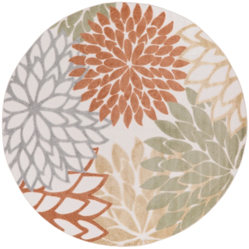 7’10” Ivory Multicolor Round Rug