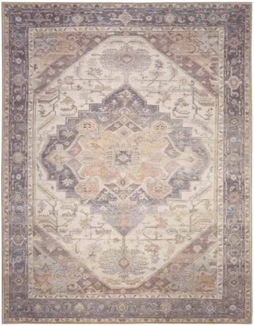 9'10" X 13'2" Ivory Purple Rectangle Rug