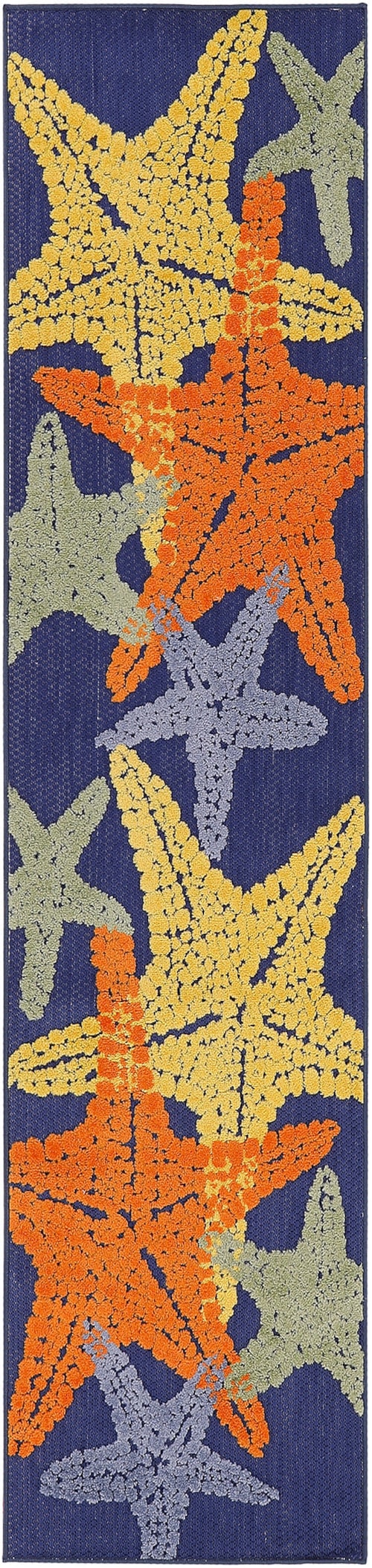 2'3" x 8' Blue Multicolor Runner Rug