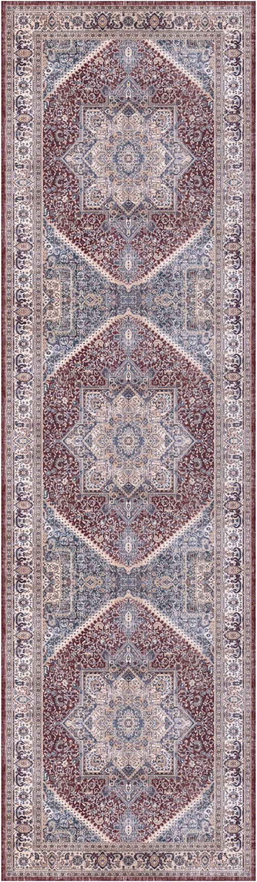 2'2" x 7'6 Red Blue Runner Rug
