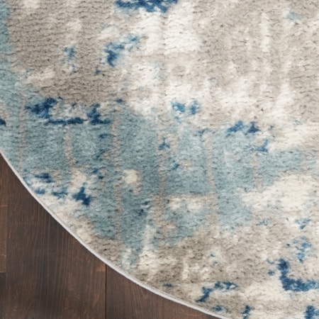 3&apos; x 5&apos; Oval Ivory Grey Blue Modern Rug