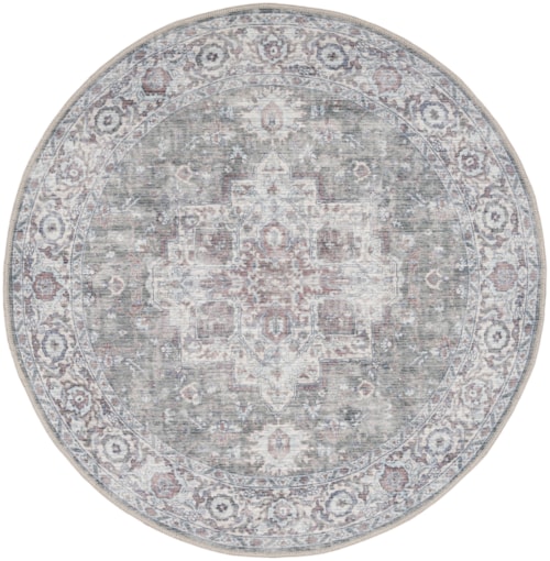 7'10" Round Ivory Grey Round Rug