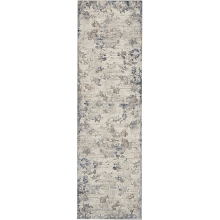 2'2" x 7'6" Ivory/Grey Modern Rug