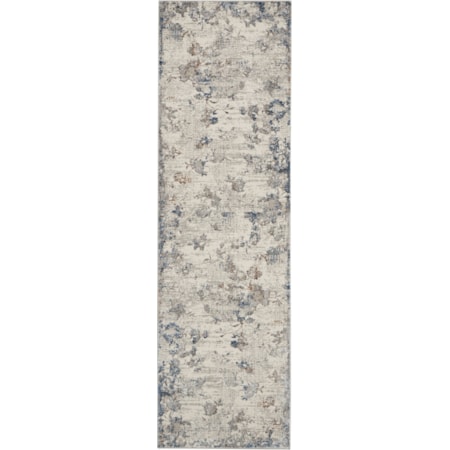 2'2" x 7'6" Ivory/Grey Modern Rug