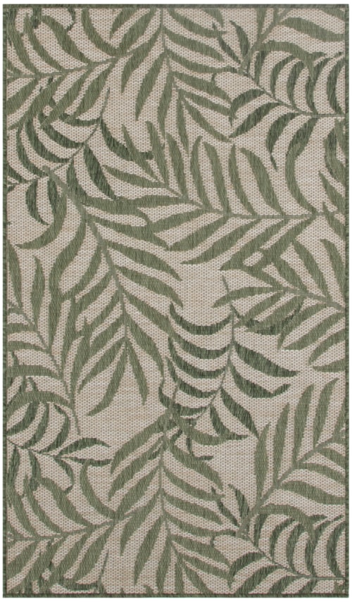 2' X 4' Ivory Green Rectangle Rug