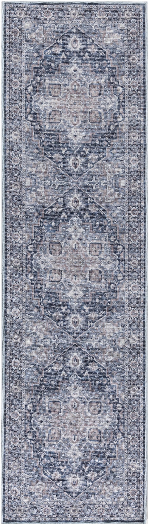 2' X 6' Ivory Navy Runner Rug