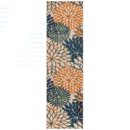 2'3" x 8' Blue Green Tropical Rug