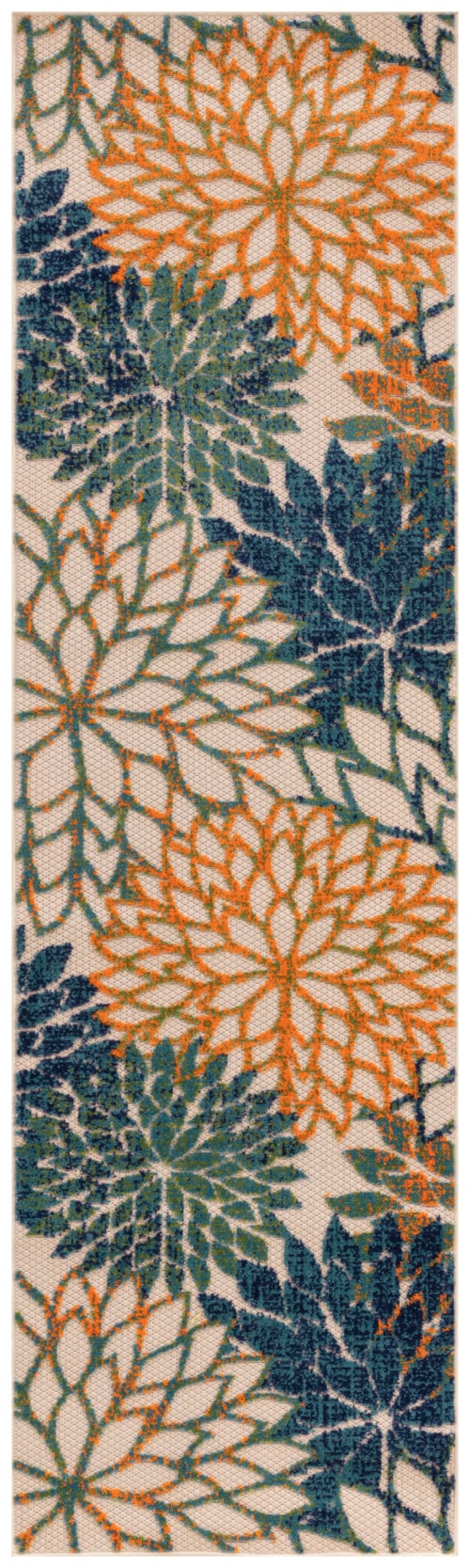 Aloha 2'3" X 8' Blue Green Tropical Rug