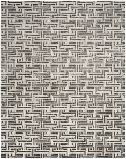 7'10" x 9'10" Grey Ivory Rectangle Rug