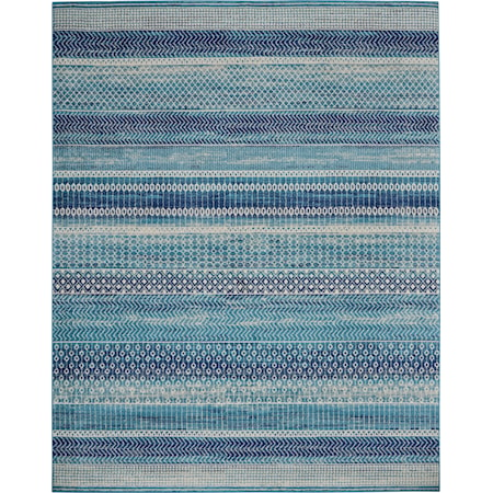 9' x 12' Navy Blue Bohemian Rug