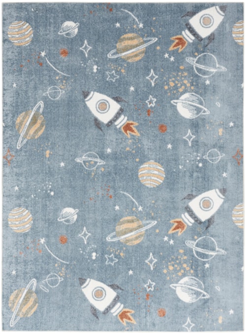 6'7" X 9' Blue Multicolor Rectangle Rug