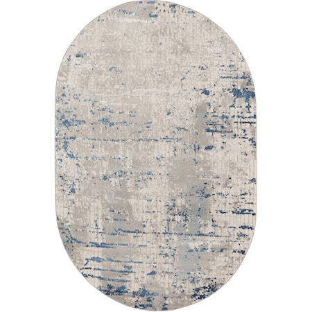 6' x 9' Oval Ivory Grey Blue Modern Rug