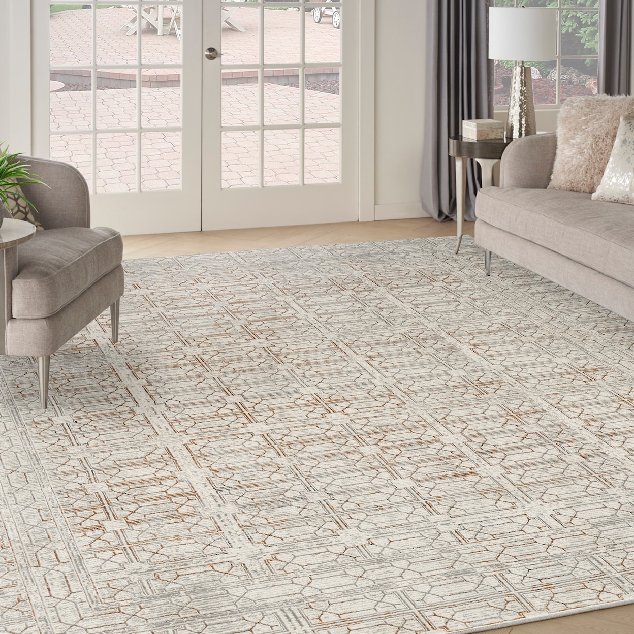 Nourison Desire 7'10" x 9'10" Ivory Beige Modern Rug