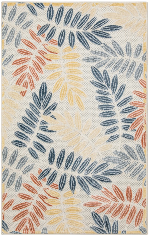 2'8" X 4' Ivory Blue Rectangle Rug