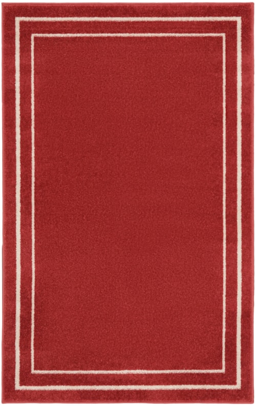 2' x 4' Brick/Ivory Rectangle Rug