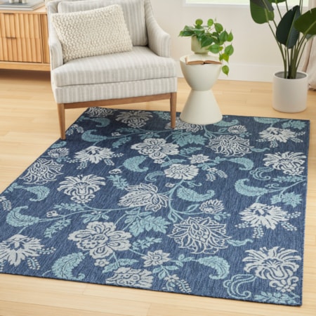 6&apos; x 9&apos; Navy Tropical Rug