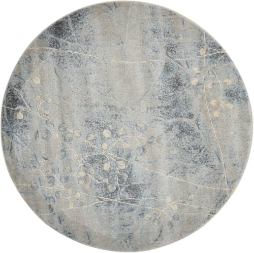 5'6" Silver/Blue Round Rug