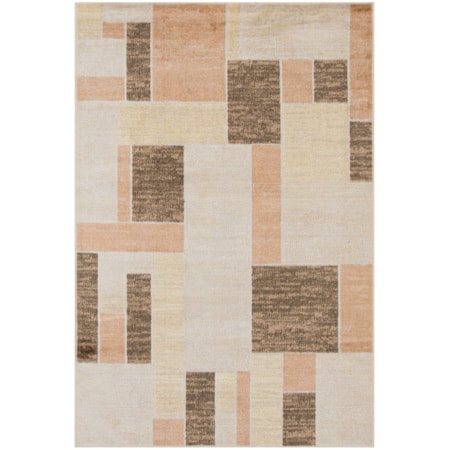 3'3" x 5' Beige Multicolor Modern Rug