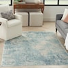 Nourison Astra Machine Washable 5'3" x 7' Blue Ivory Modern Rug