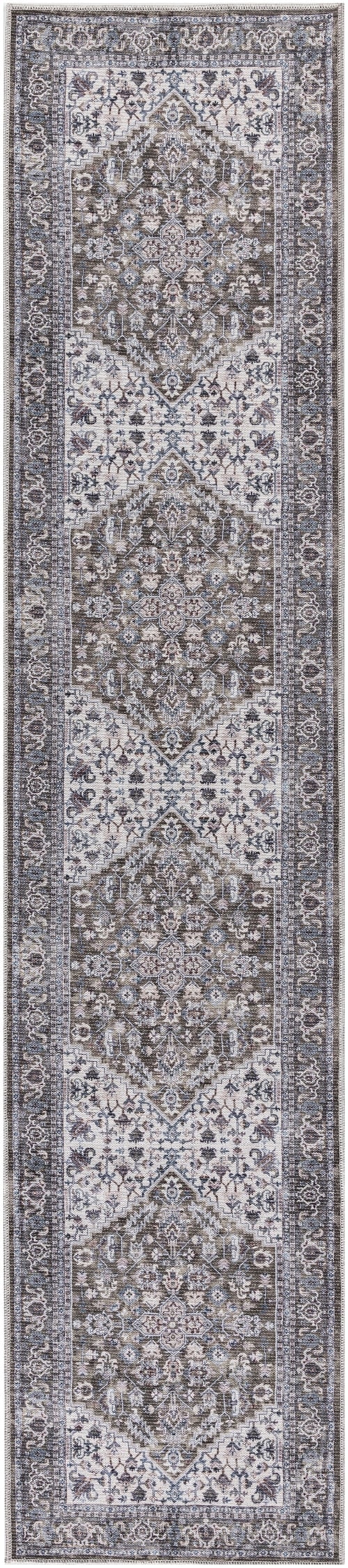 2'2" X 12' Olive Ivory Runner Rug