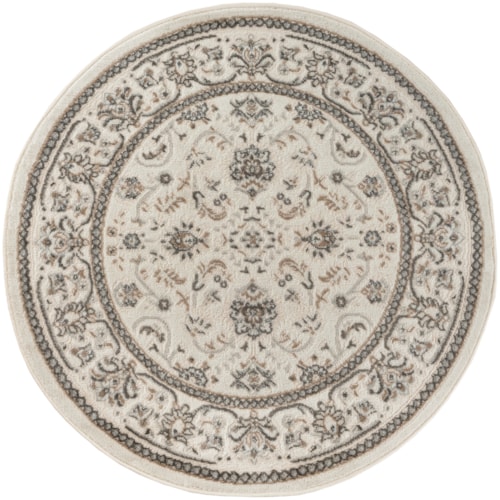 4' Round Ivory Mocha Round Rug