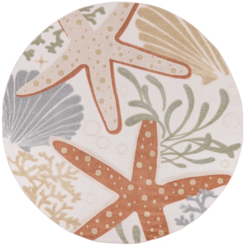 7’10” Ivory Multicolor Round Rug