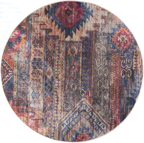 4' Round Multicolor Round Rug