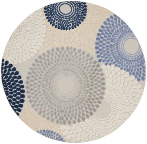 7'10" Blue/Grey Round Rug