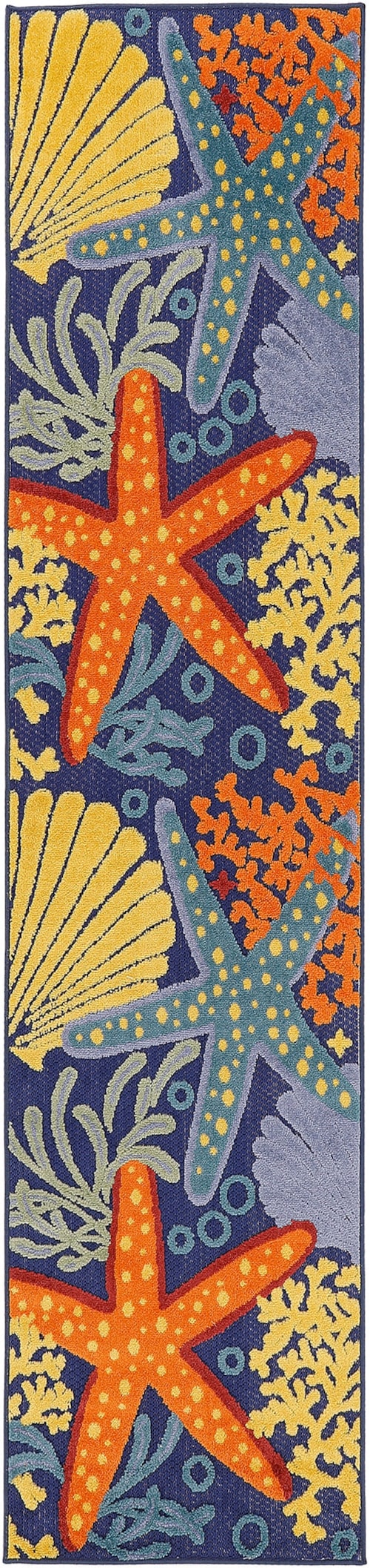 2'3" x 8' Navy Multicolor Runner Rug
