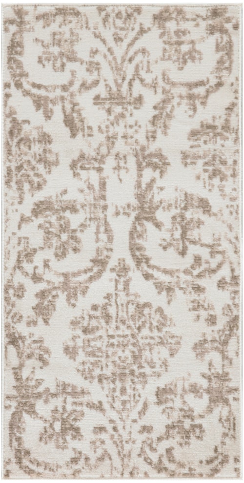 Jubilant 2' X 4' Ivory Beige Vintage Indoor Rug
