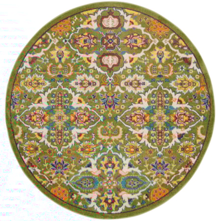 4' x Round Sage Ivory Bohemian Rug