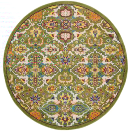 4' x Round Sage Ivory Bohemian Rug