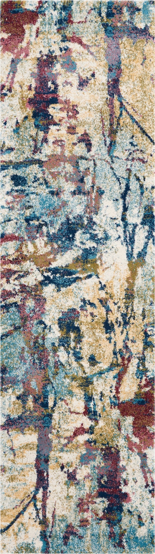 2'2" x 7'6" Cream/Multicolor Runner Rug