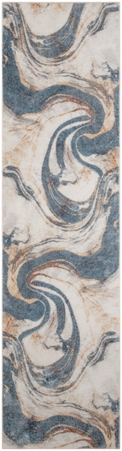 2'2" X 8' Ivory Blue Runner Rug