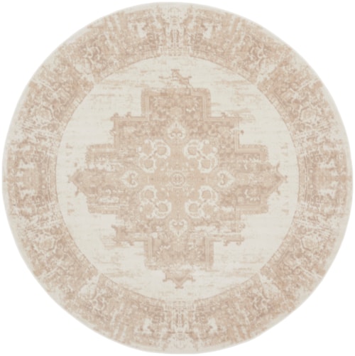 8' Round Ivory Beige Round Rug