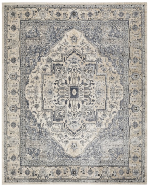 7'10" X 9'10" Ivory Navy Rectangle Rug