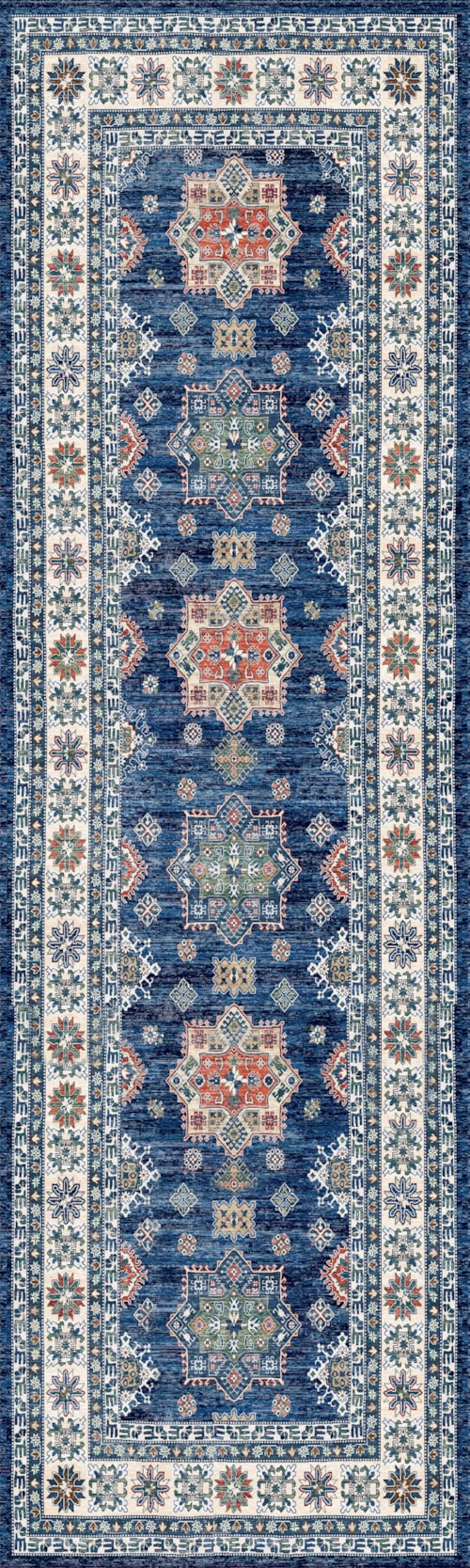2'3" x 7'6" Blue Runner Rug