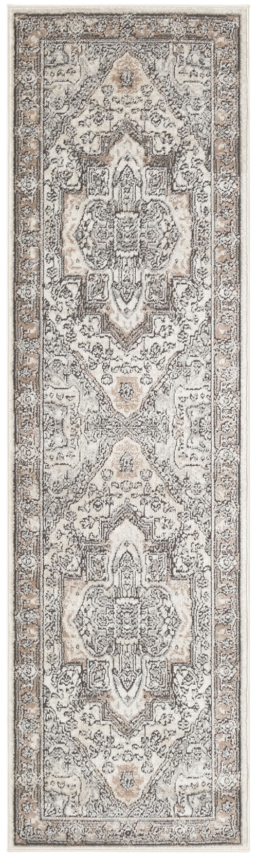 2'2" X 7'6 Ivory Grey Taupe Runner Rug