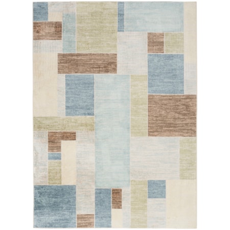 4' x 6' Blue Green Multi Modern Rug