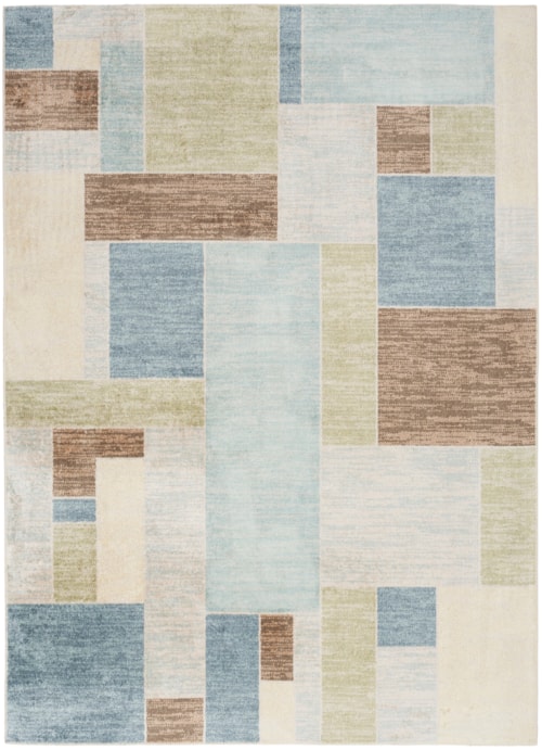 Astra Machine Washable 4' X 6' Blue Green Multi Modern Indoor Rug