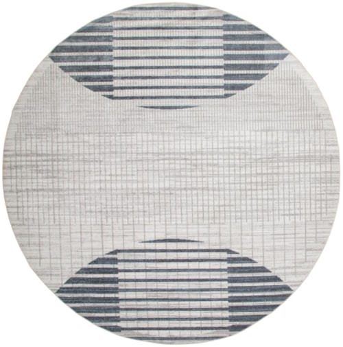 5'3" Ivory Blue Round Rug