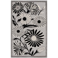 2'8" x 4' Black White Rectangle Rug