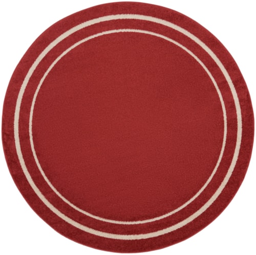 8' Brick/Ivory Round Rug